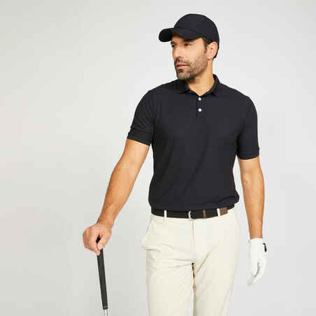 Golf Poloshirt kurzarm WW500 Herren schwarz