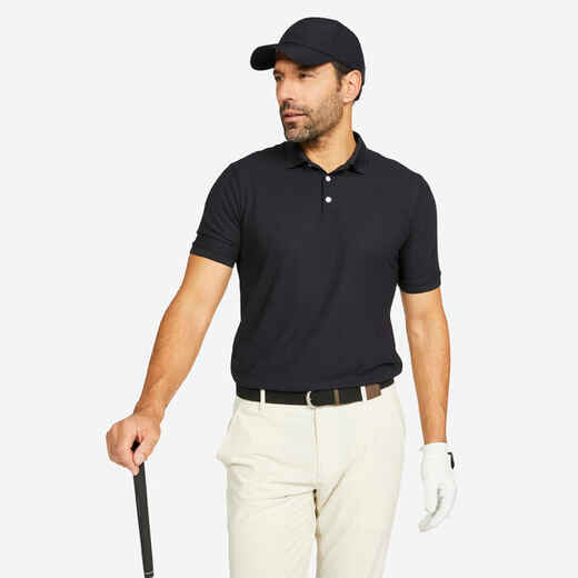 Playera tipo polo de golf de manga corta azul celeste para hombre