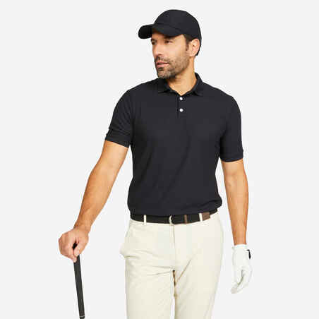 Črna moška polo majica s kratkimi rokavi za golf WW500