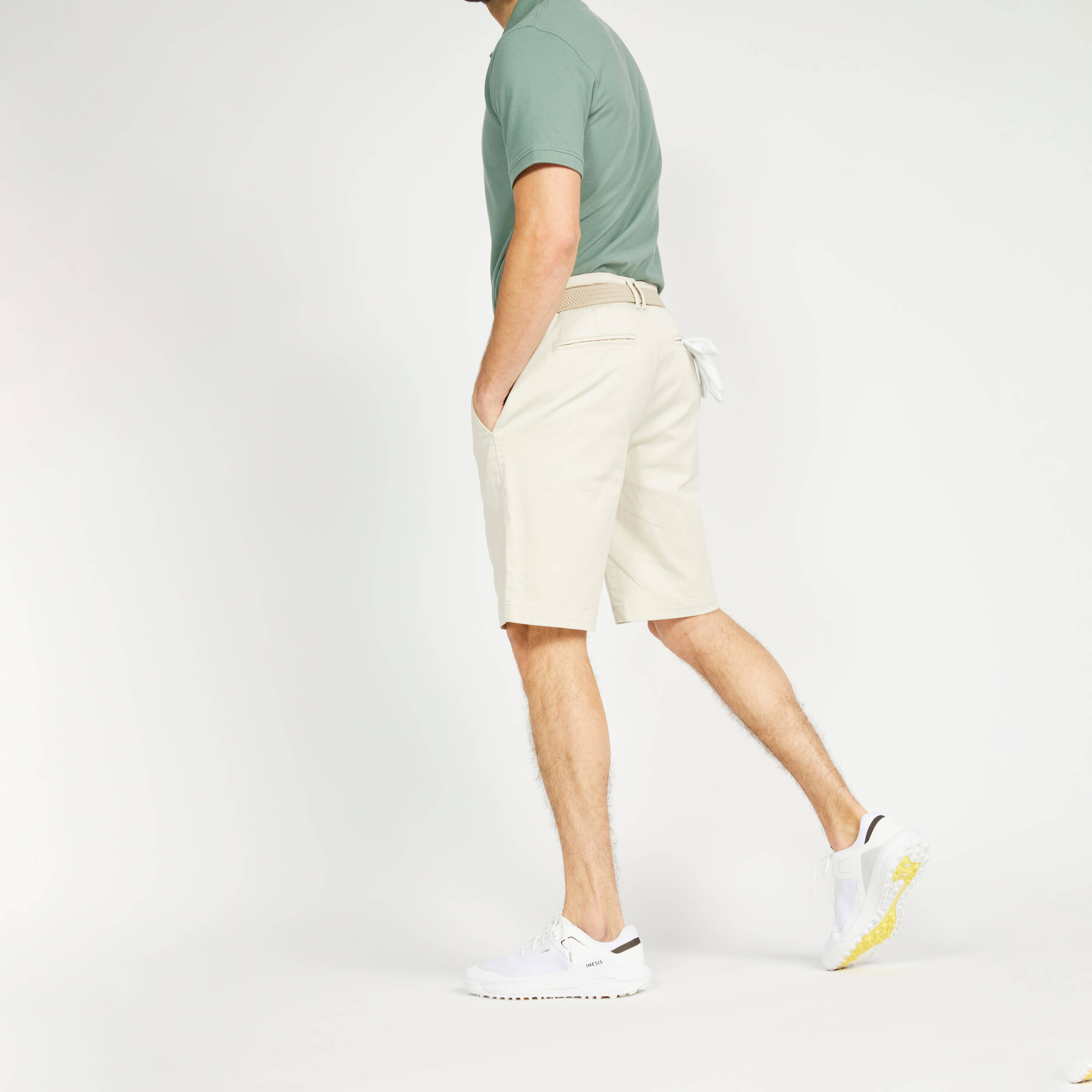 Men's golf cotton chino shorts, MW500 beige -  4