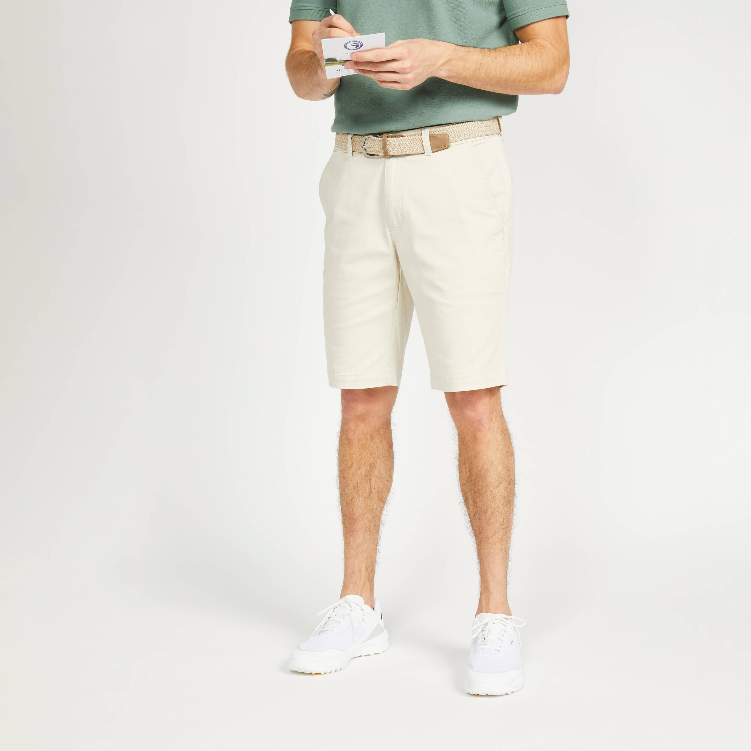 Men's golf cotton chino shorts, MW500 beige