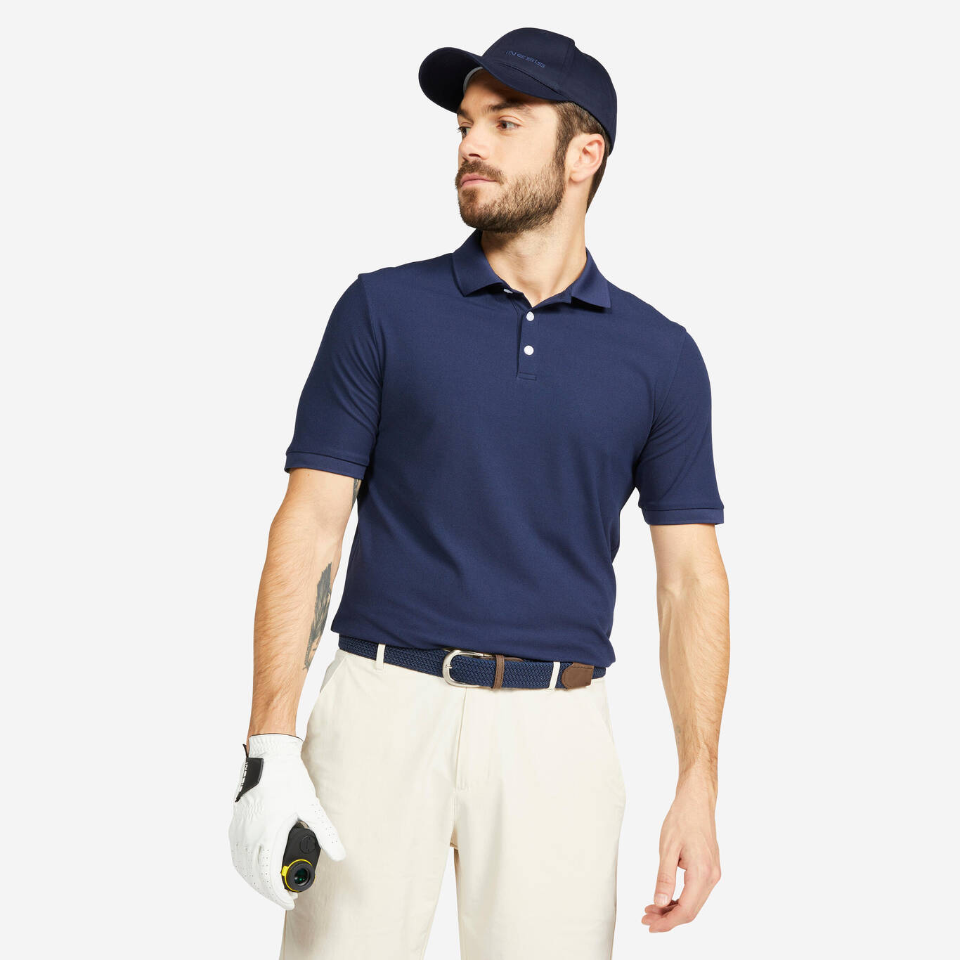 Men's golf short-sleeved polo shirt - WW500 navy blue