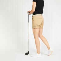 Women's golf cotton chino shorts - MW500 beige