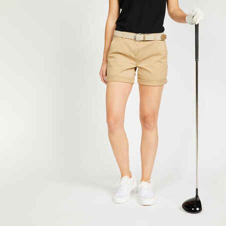 Moteriški golfo šortai „MW500“, smėlio spalvos
