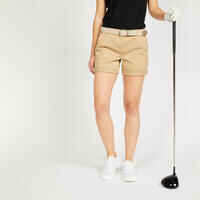 Women's golf cotton chino shorts - MW500 beige