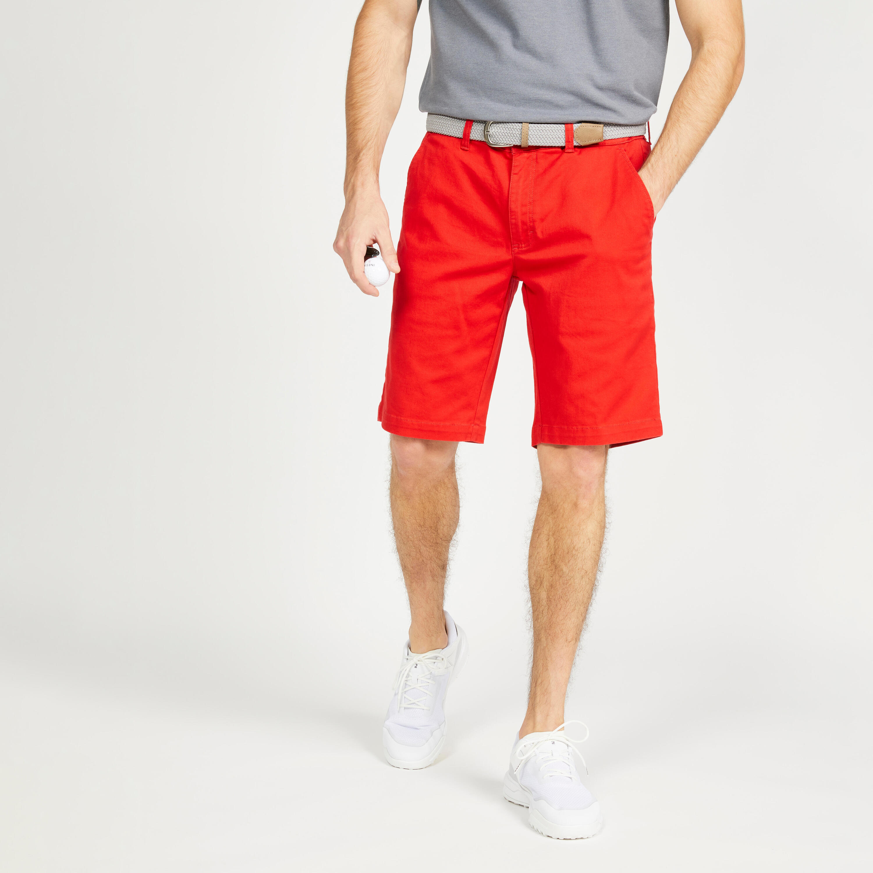 Men's golf chino shorts - MW500 red 1/5
