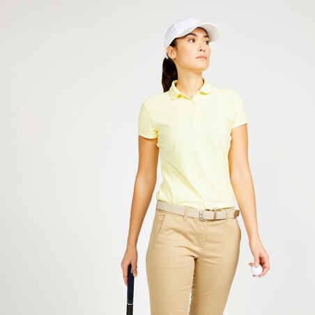 Women's golf short-sleeved polo shirt MW500 pale - yellow