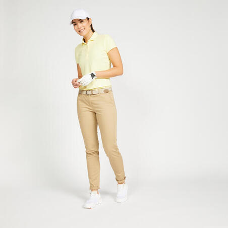 Women's Golf Short-sleeved Polo Shirt – MW 500 Pale Yellow