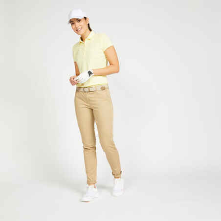 Women's golf short-sleeved polo shirt MW500 pale - yellow