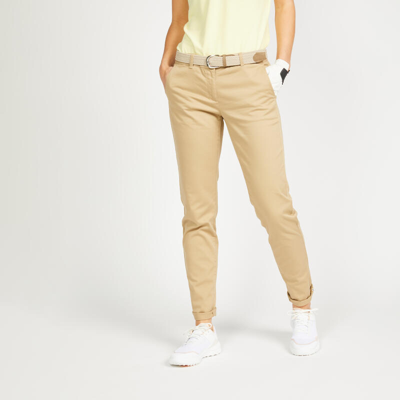 Pantalón golf largo algodón Mujer MW500 beige