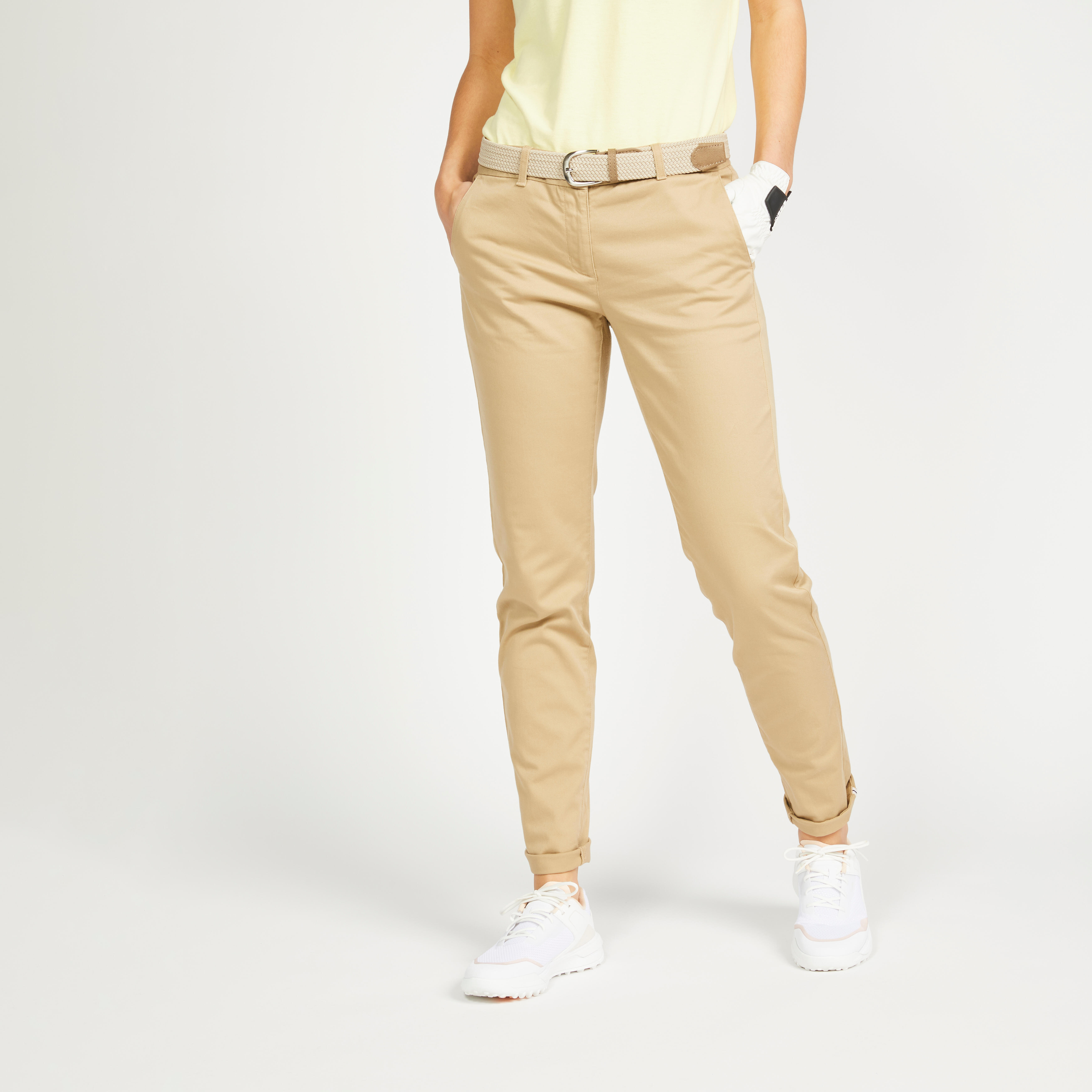 women s golf trousers mw500 navy blue