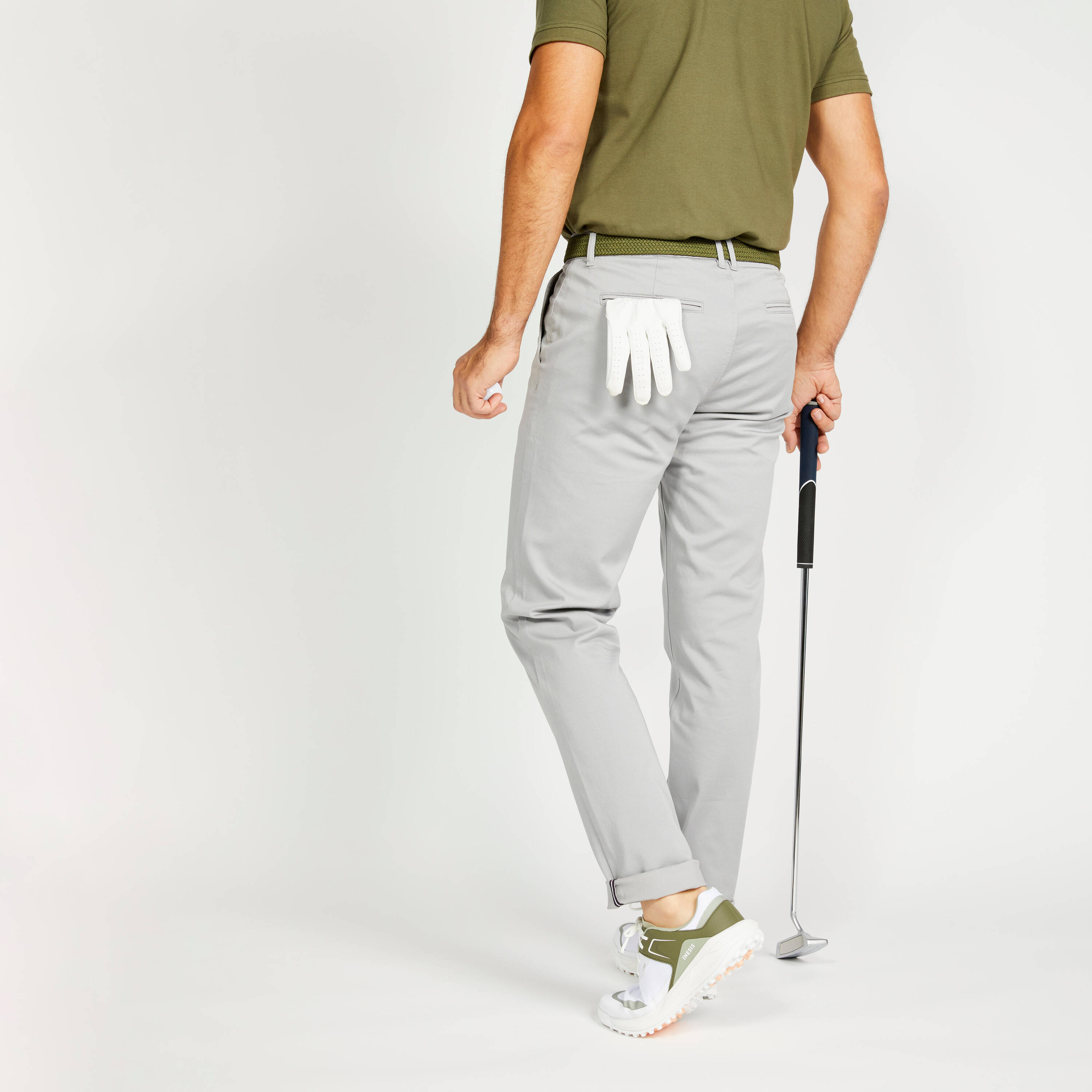 Men's golf cotton chino trousers - MW500 grey -  3