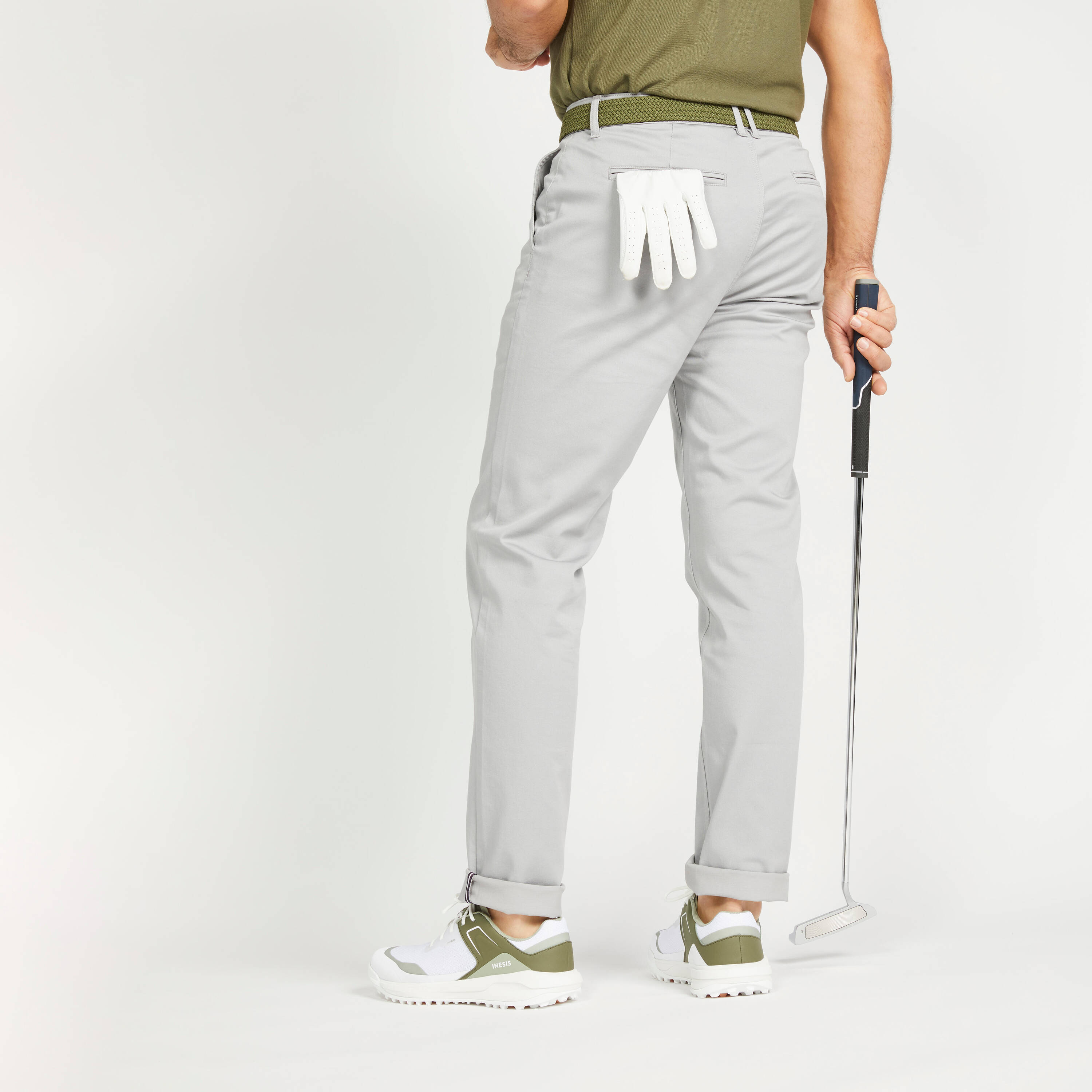 Men's golf cotton chino trousers - MW500 grey -  2