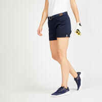Women's golf cotton chino shorts - MW500 navy blue