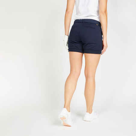 Women's golf cotton chino shorts - MW500 navy blue