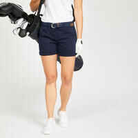 Women's golf cotton chino shorts - MW500 navy blue