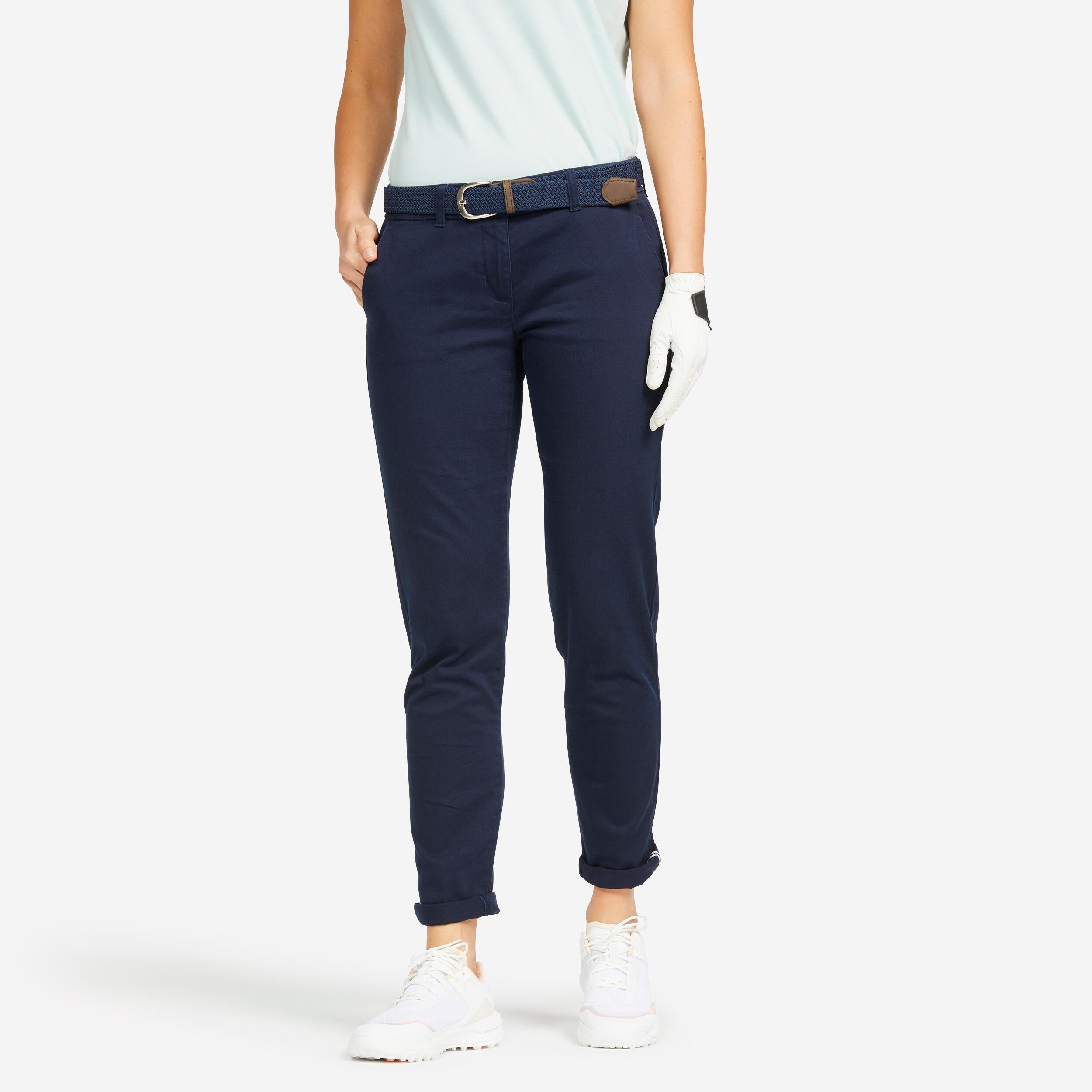 Women's Golf Trousers - MW500 Navy Blue 1/6