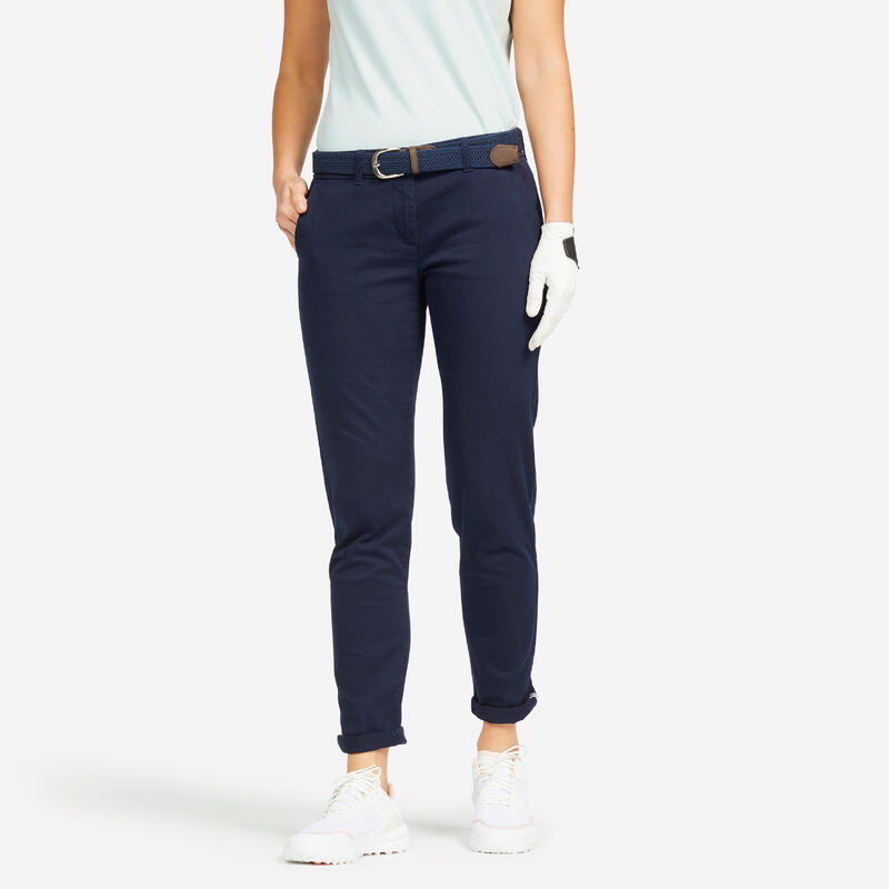 Pantalón golf largo algodón Mujer MW500 azul marino