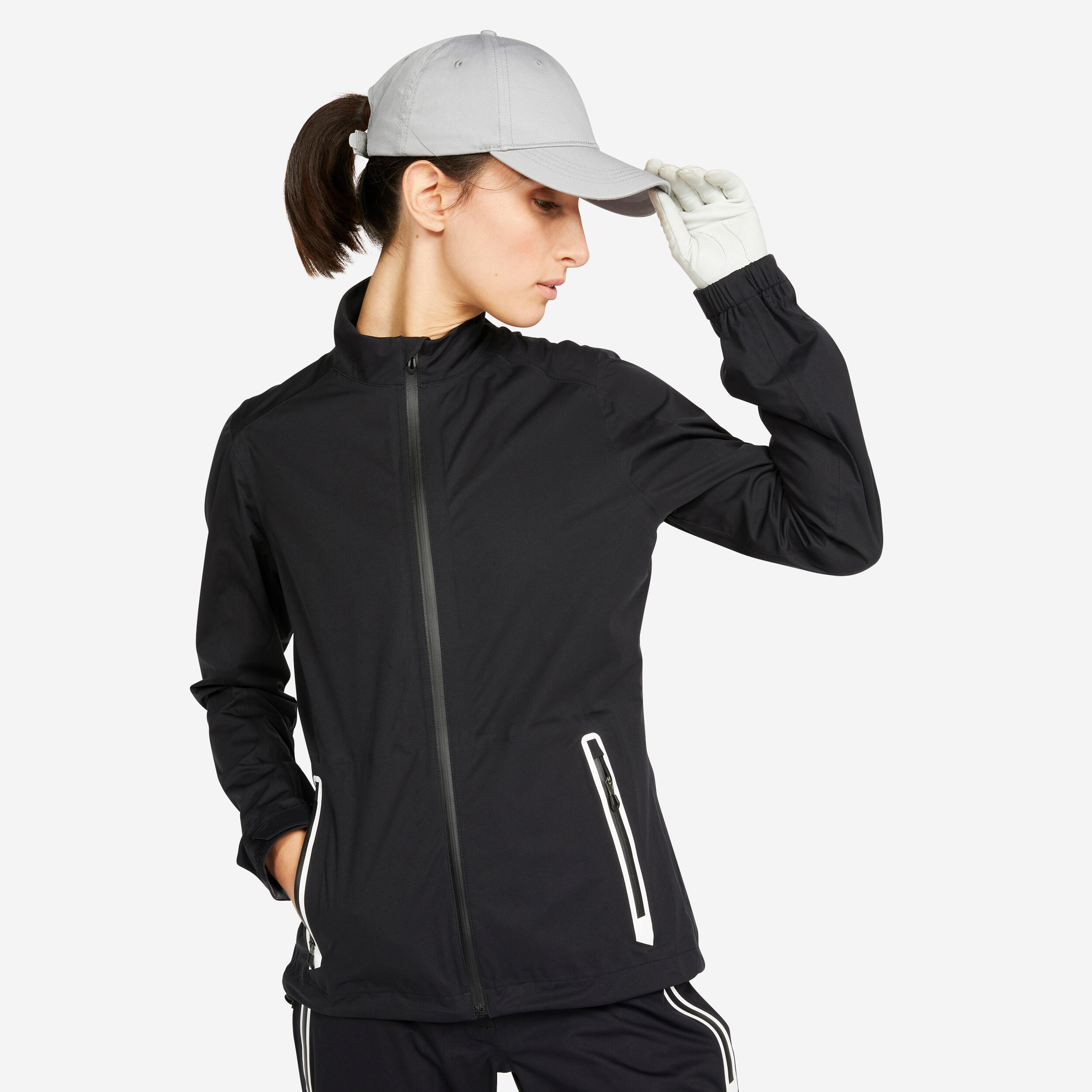 Women's waterproof golf rain jacket -RW500 black