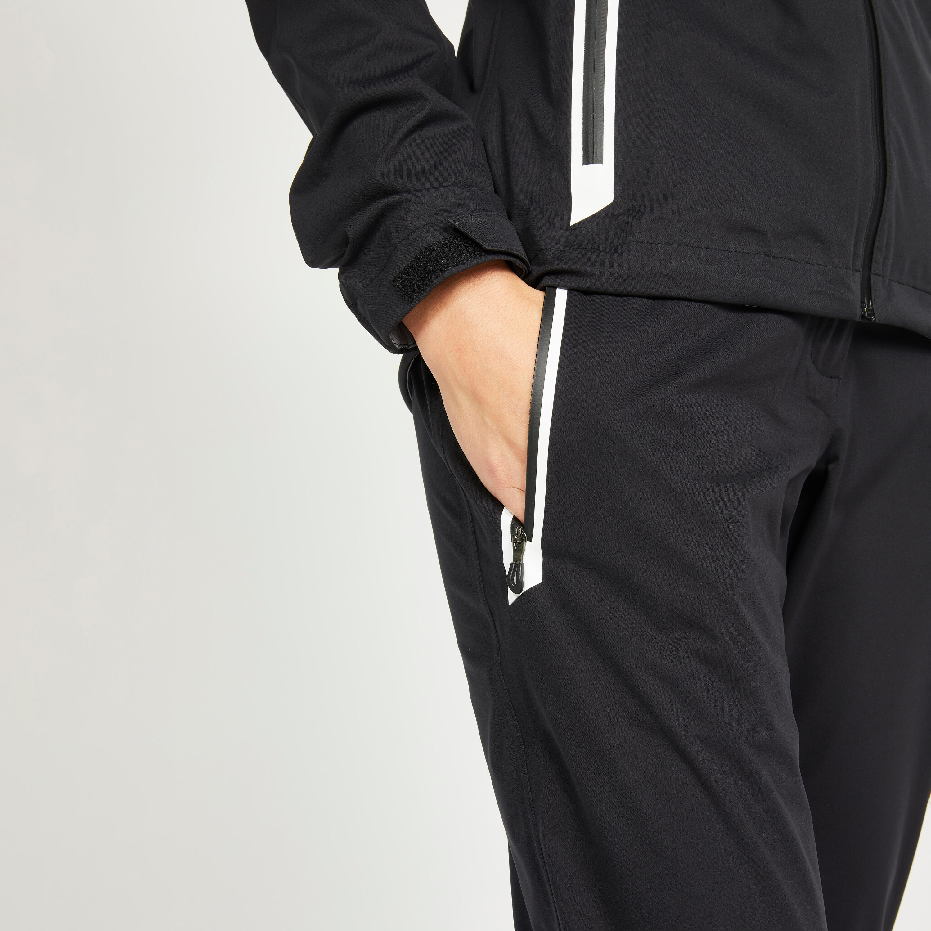 Women's golf waterproof rain trousers RW500 black 4/5