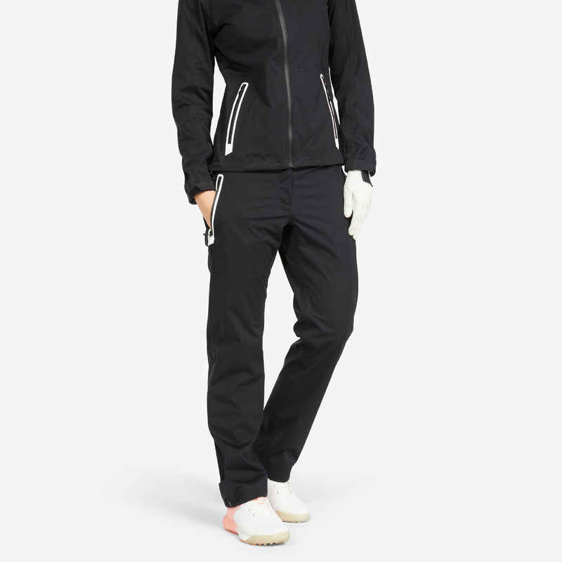 Damen Golf Regenhose wasserdicht - RW500 schwarz