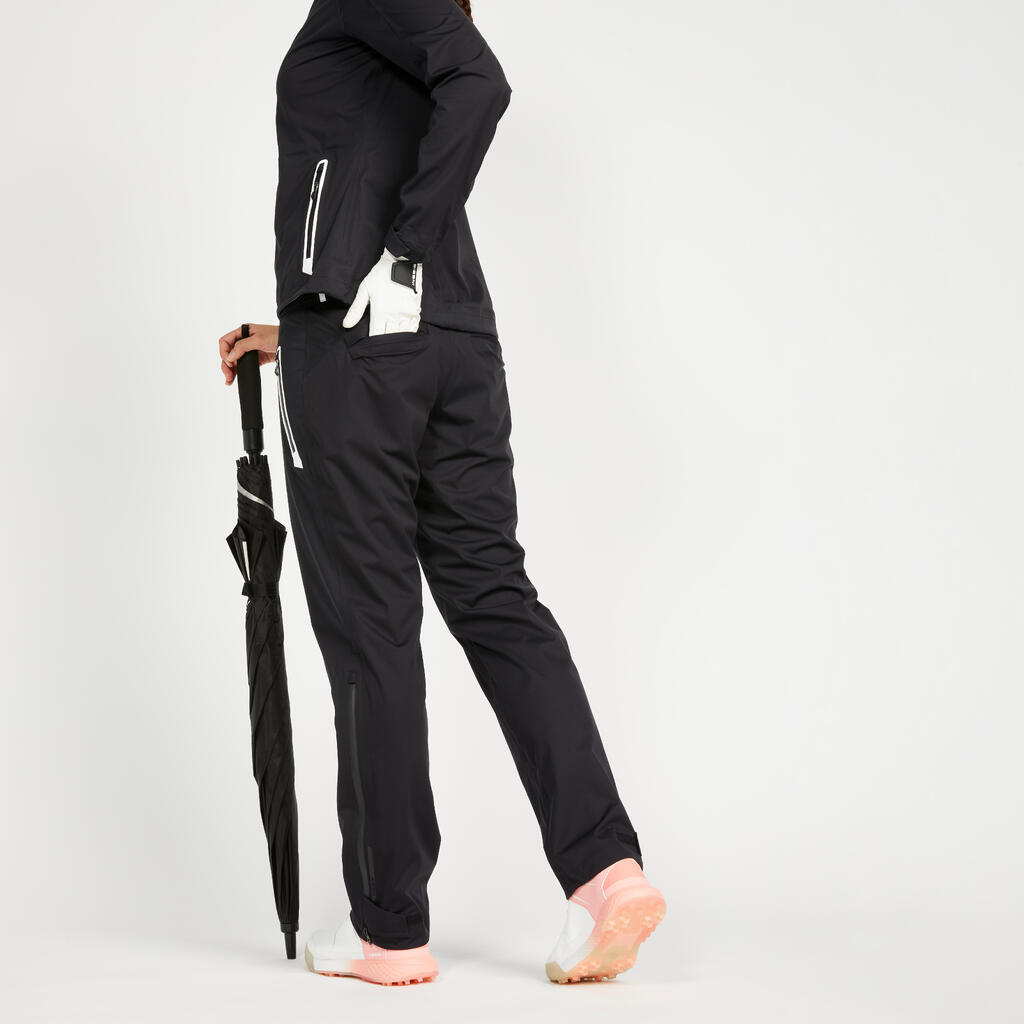 Women's golf waterproof rain trousers RW500 black