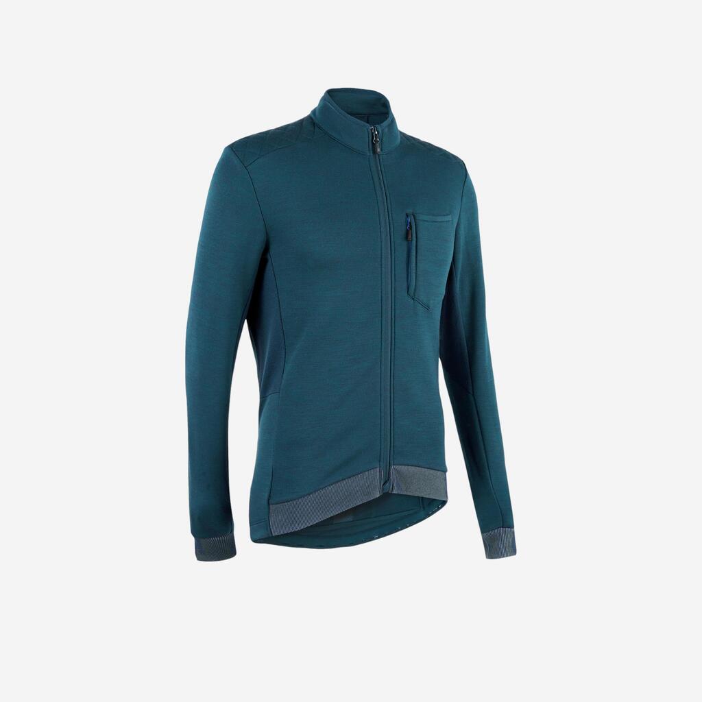 Men's merino long-sleeved cycling jersey grvl900 - cedar blue