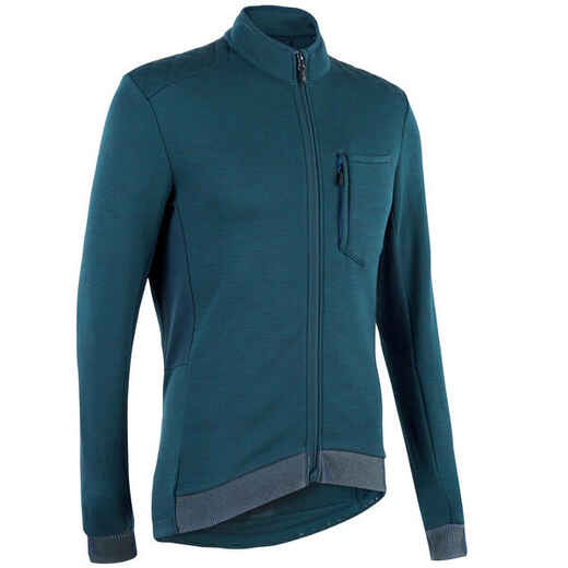 
      Men's Merino Long-Sleeved Cycling Jersey GRVL900 - Cedar Blue
  