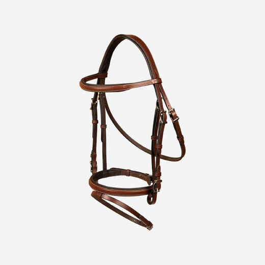 
      Horse & Pony Leather Hybrid Bridle with French Noseband 500 - Brown
  