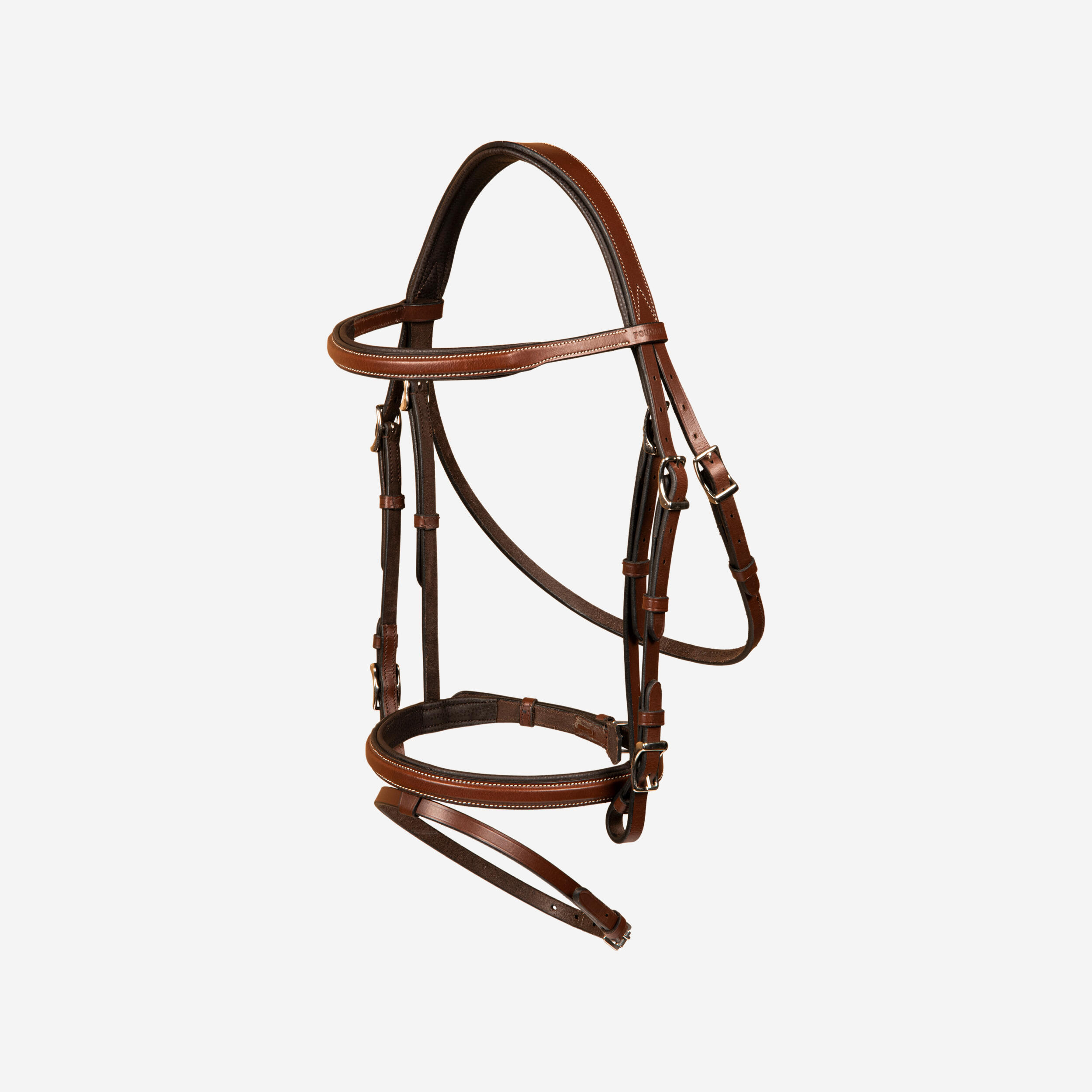 Horse and pony hybrid French noseband leather riding net - 500 brown