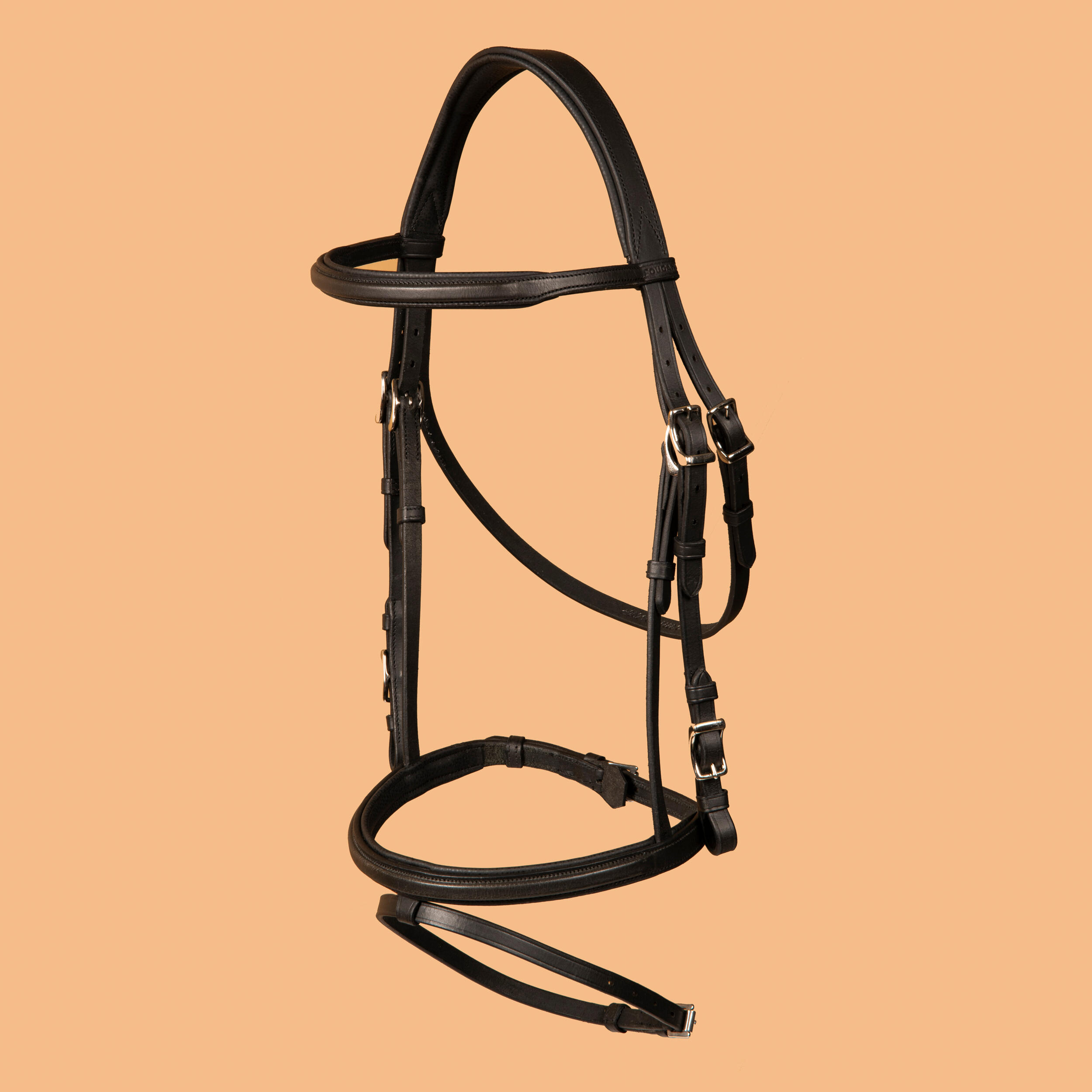Horse Riding Leather Hybrid Bridle With French Noseband For Horse & Pony 500 1/2