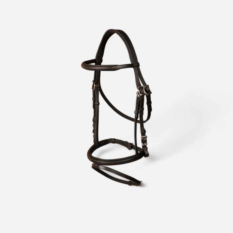 Trense Pferd/Pony Leder - 500 Hybrid schwarz