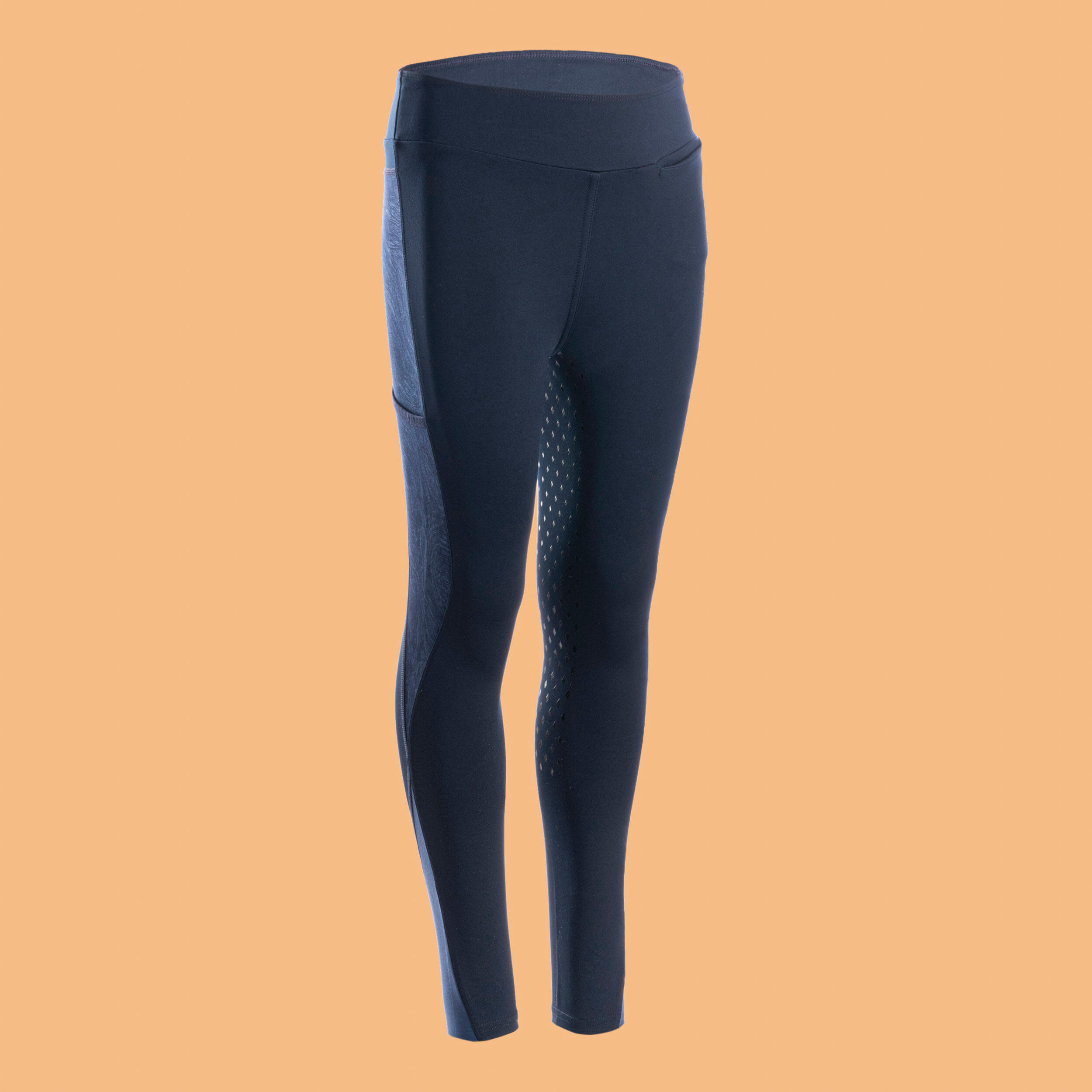 Children's fullgrip riding leggings - 500 navy print