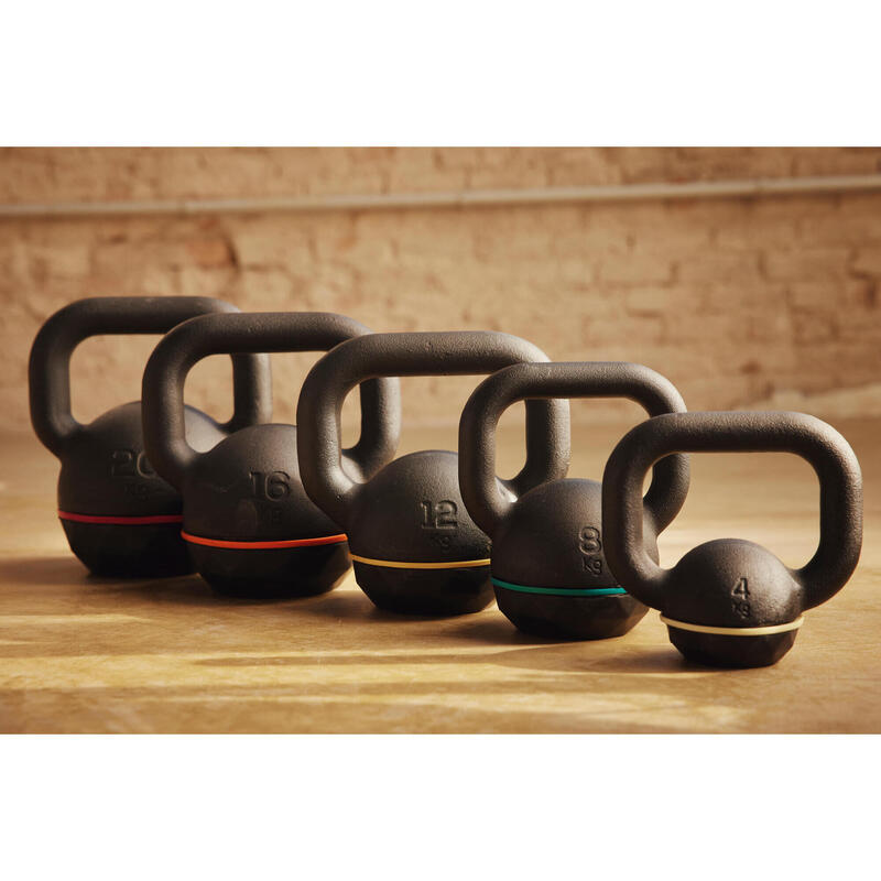 Ganteră Kettlebell din fontă parțial reciclată, înveliș din cauciuc 12 kg