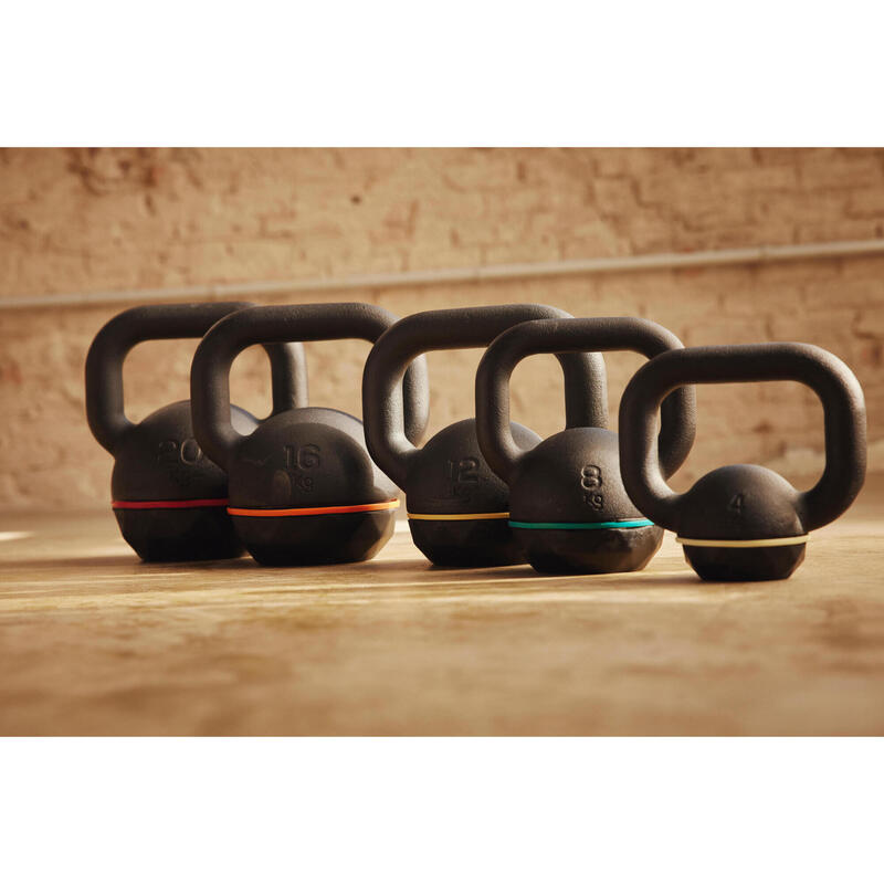 Ganteră Kettlebell din Fontă și Bază din Cauciuc - 12 kg