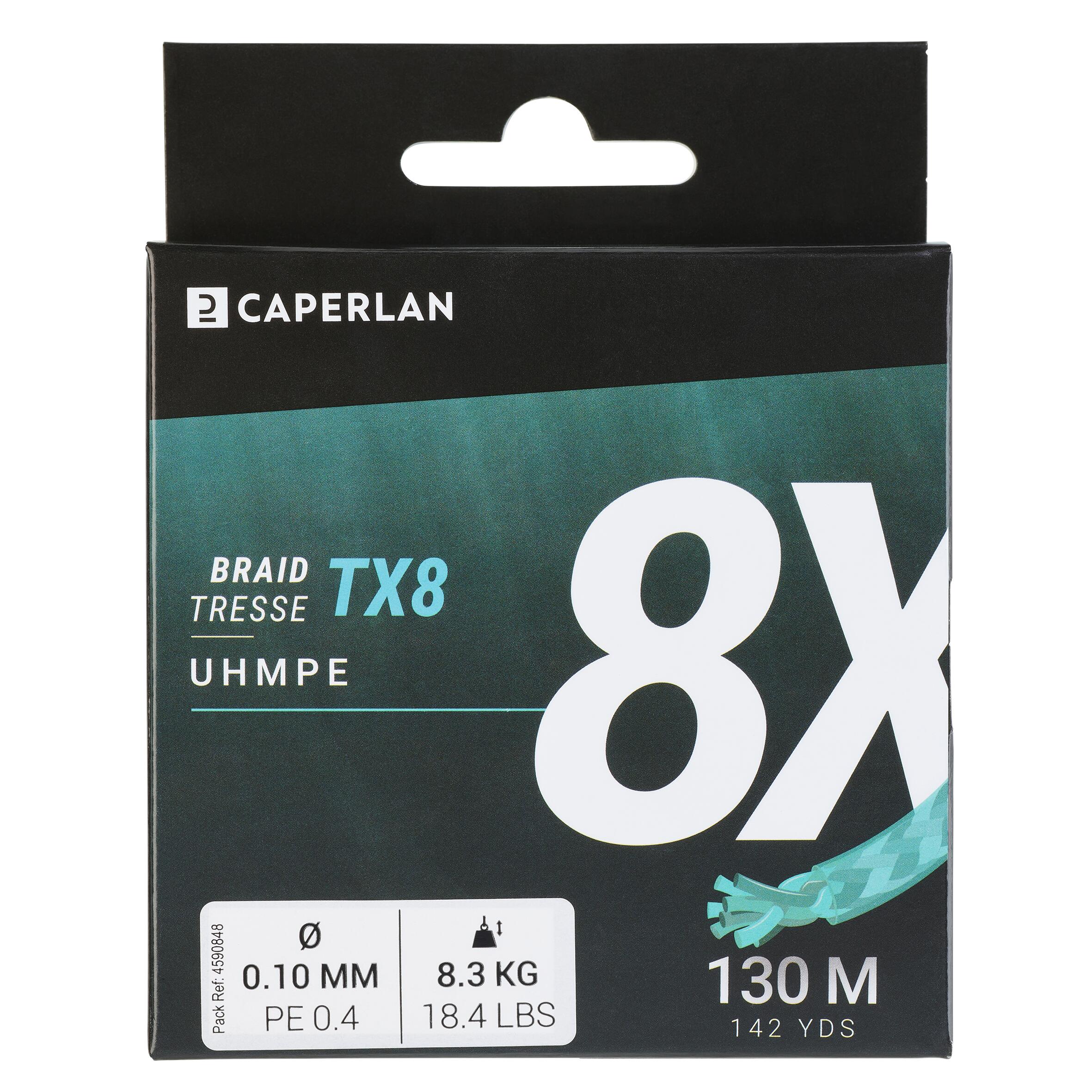 CAPERLAN Spletaná šnúra na prívlač TX8 modrá 130 m 18/100 · záber 4