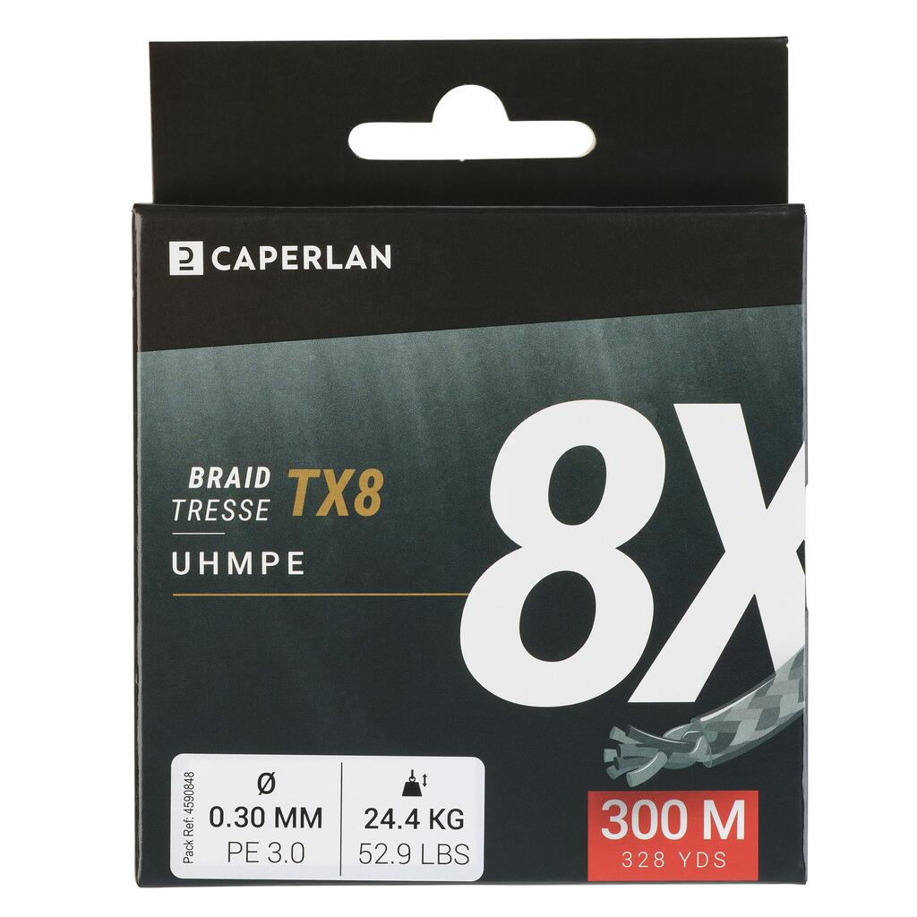خيط صيد أسماك مضفّر 300 م - TX8 رمادي
