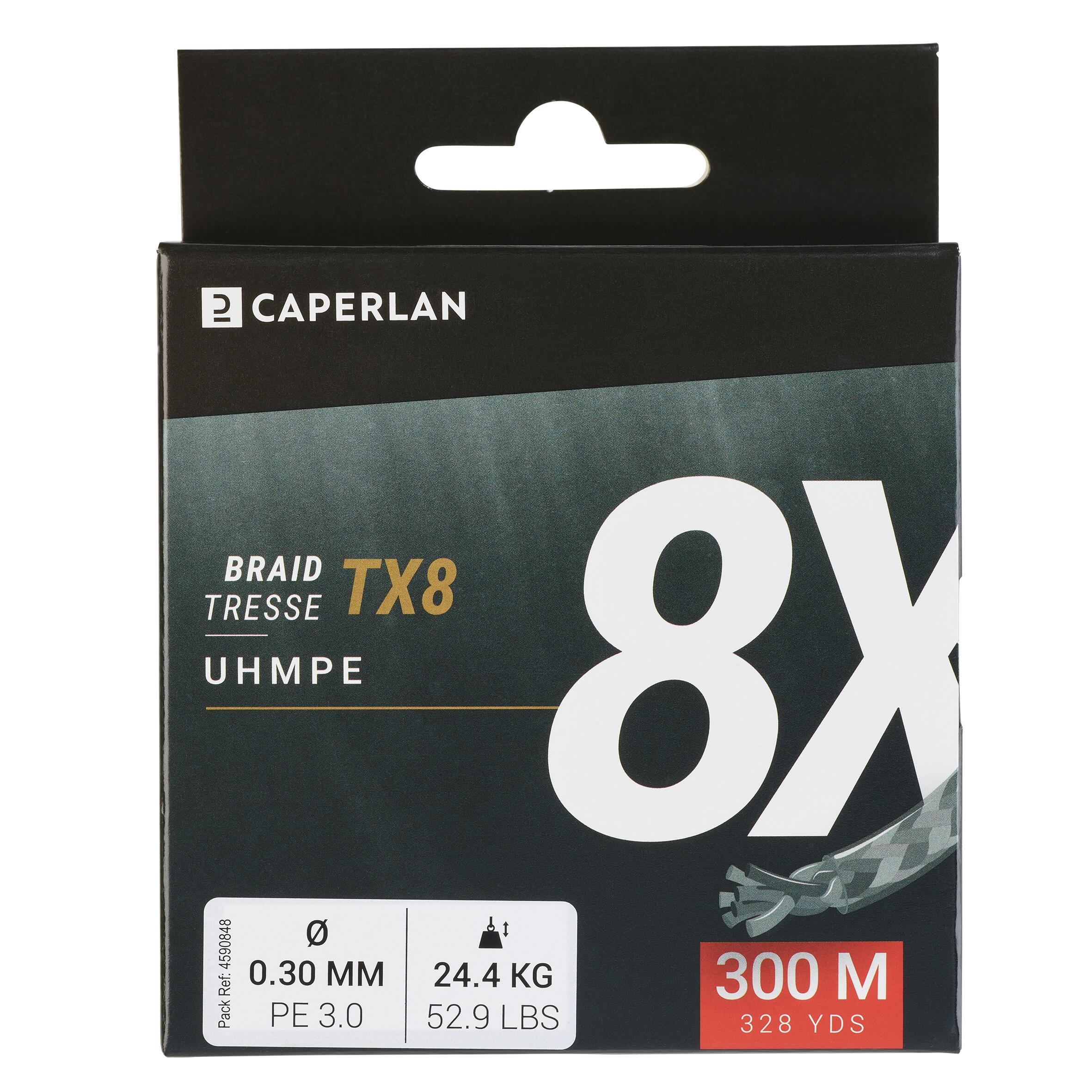 Lure Fishing Braided Line 328 Yd - TX4 TX8 Grey - CAPERLAN