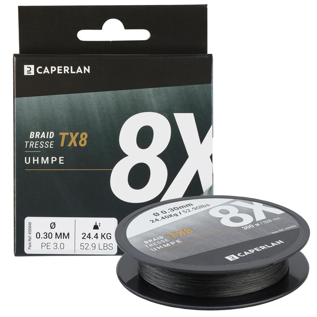 خيط صيد أسماك مضفّر 300 م - TX8 رمادي