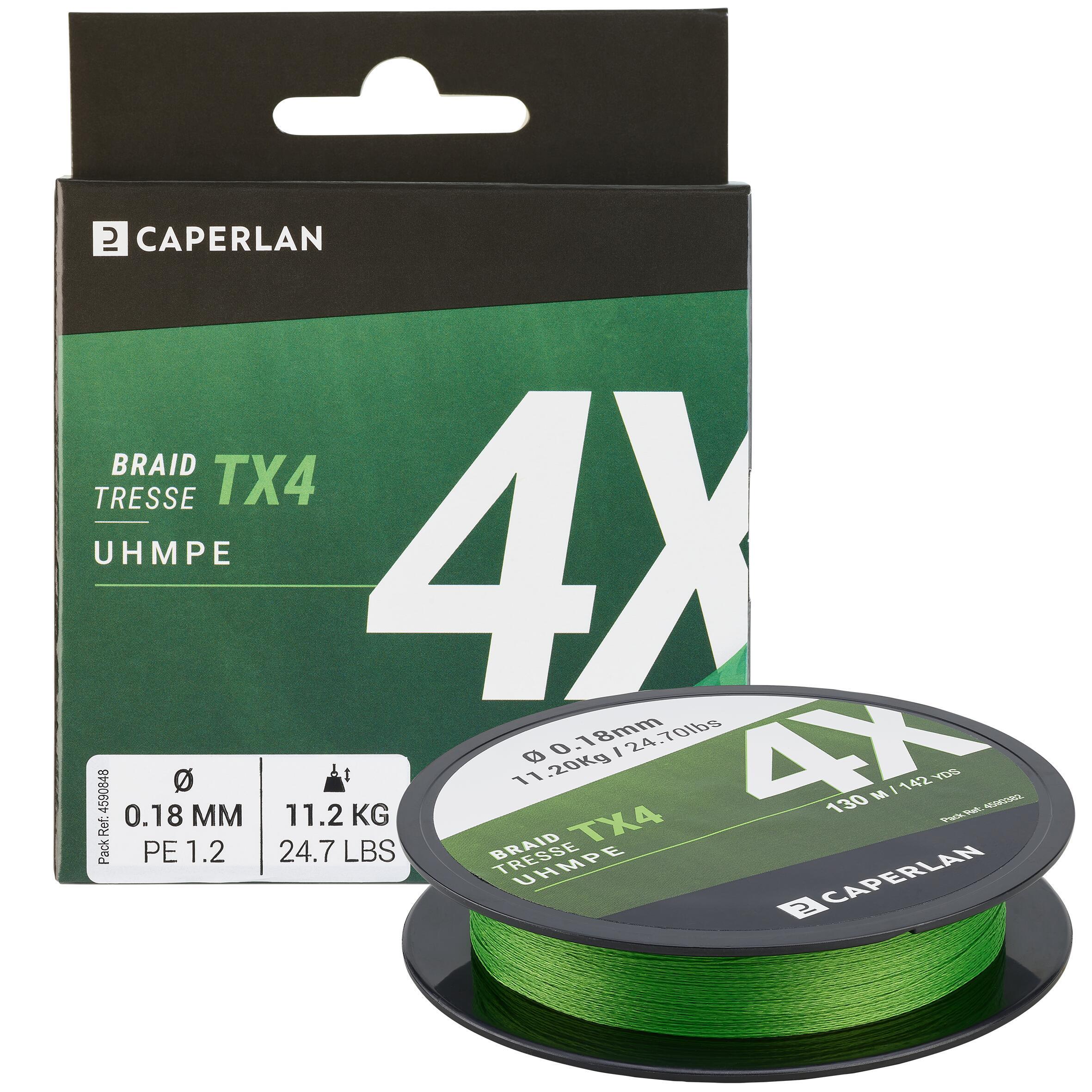 CAPERLAN LURE FISHING BRAIDED LINE TX4 GREEN CHART 130M