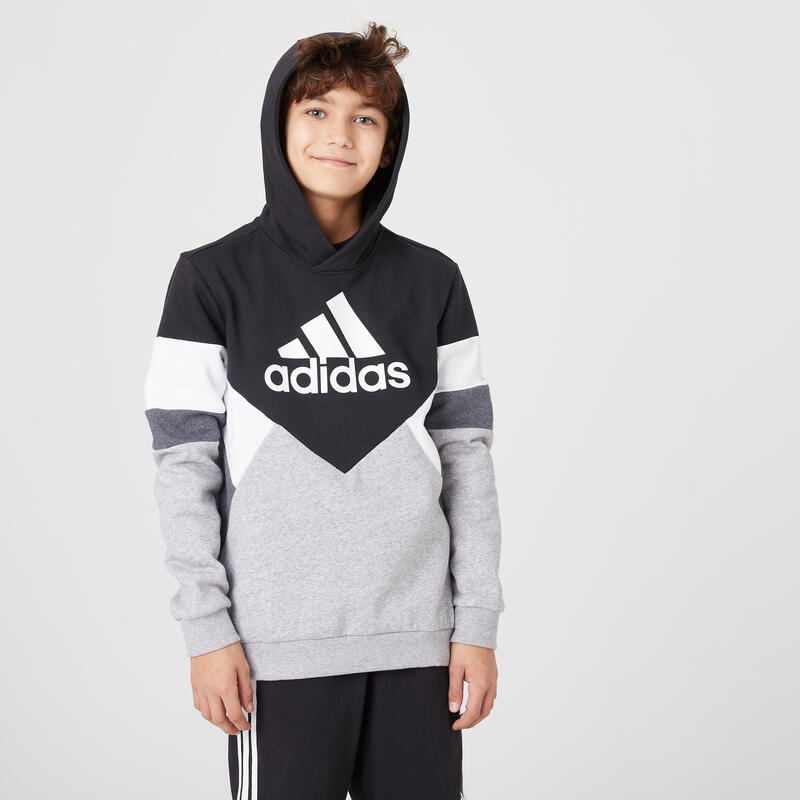 Sweat à capuche enfant adidas - noir gris imprimé