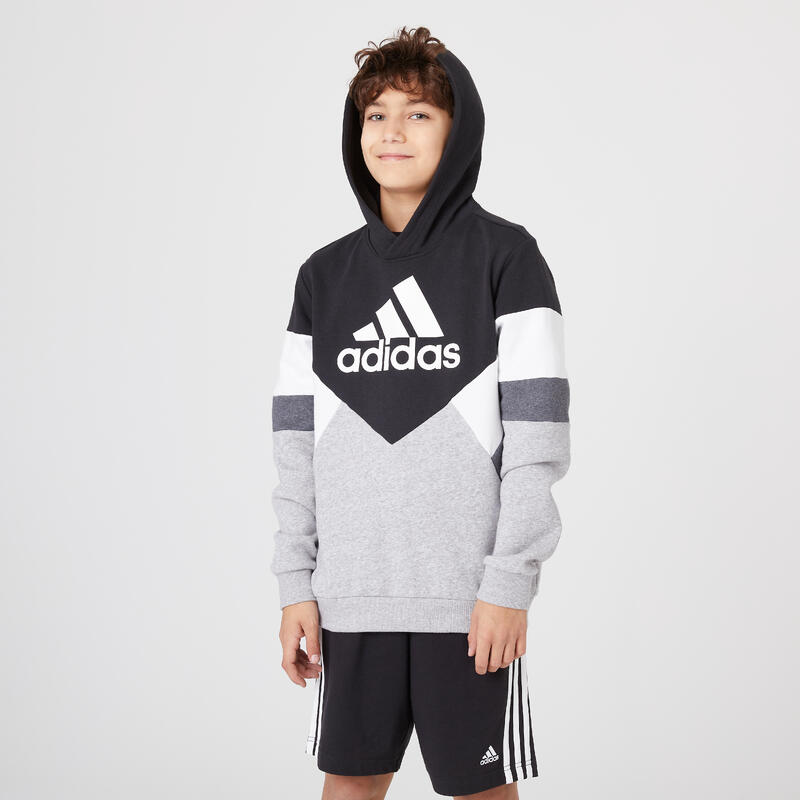 Sweat à capuche enfant adidas - noir gris imprimé