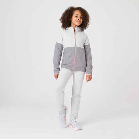 Kids' Breathable Cotton Zip-Up Hoodie 900 - Light and Medium Grey Marl