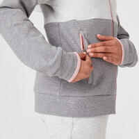 Kids' Breathable Cotton Zip-Up Hoodie 900 - Light and Medium Grey Marl