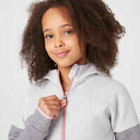 Kids' Breathable Cotton Zip-Up Hoodie 900 - Light and Medium Grey Marl