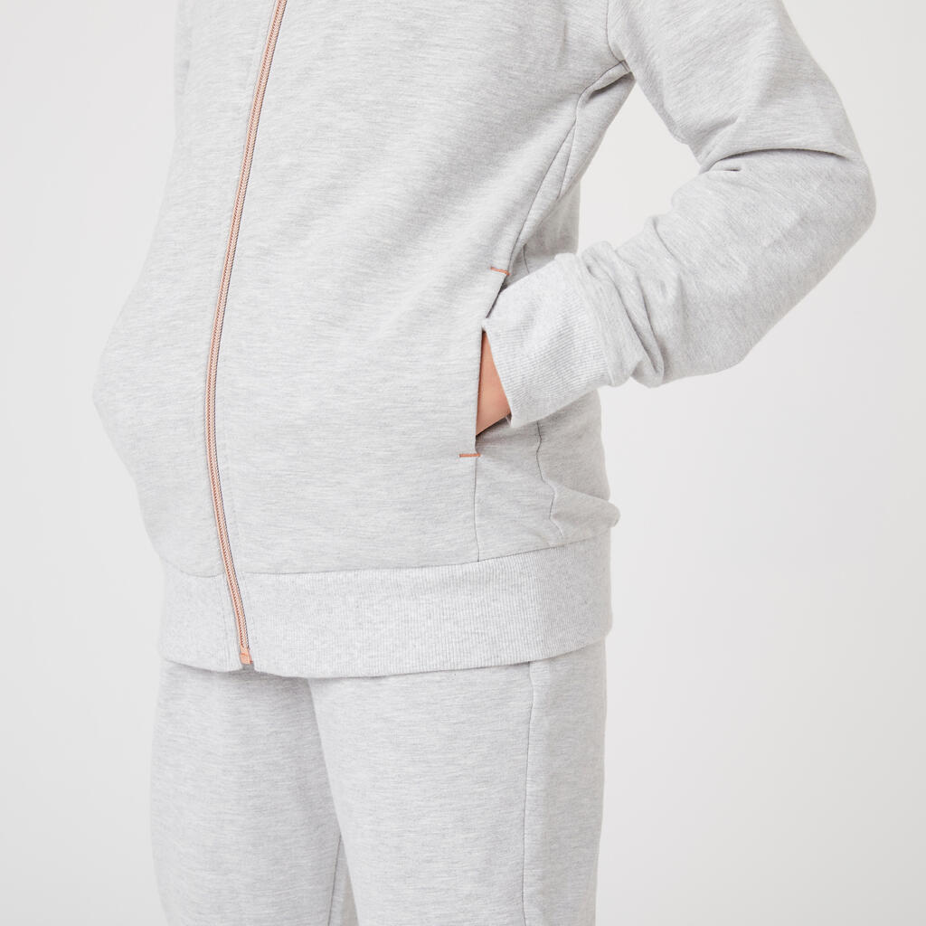 Kids' Warm Tracksuit 500 - Grey with Golden Zip