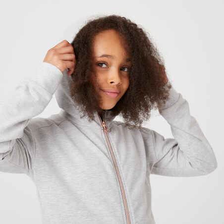Kids' Warm Tracksuit 500 - Grey with Golden Zip