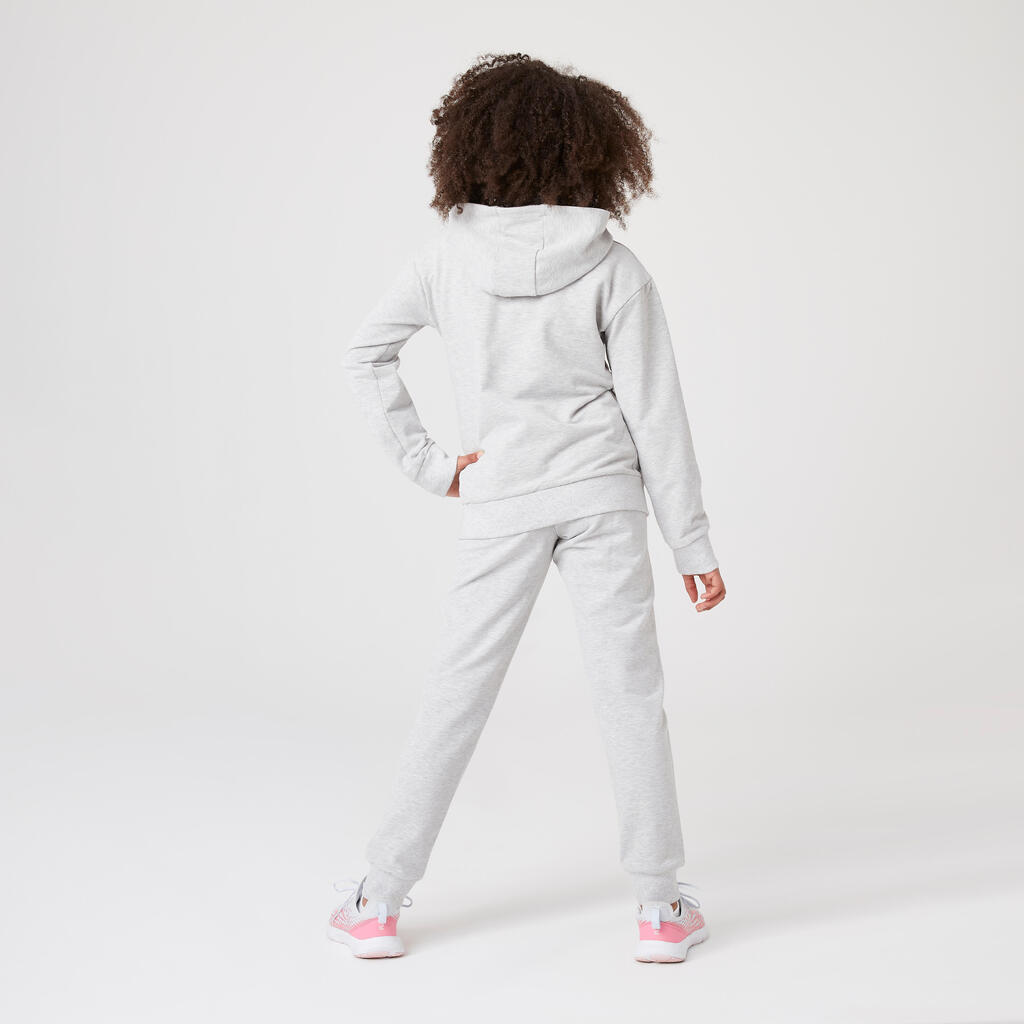 Kids' Warm Tracksuit 500 - Grey with Golden Zip