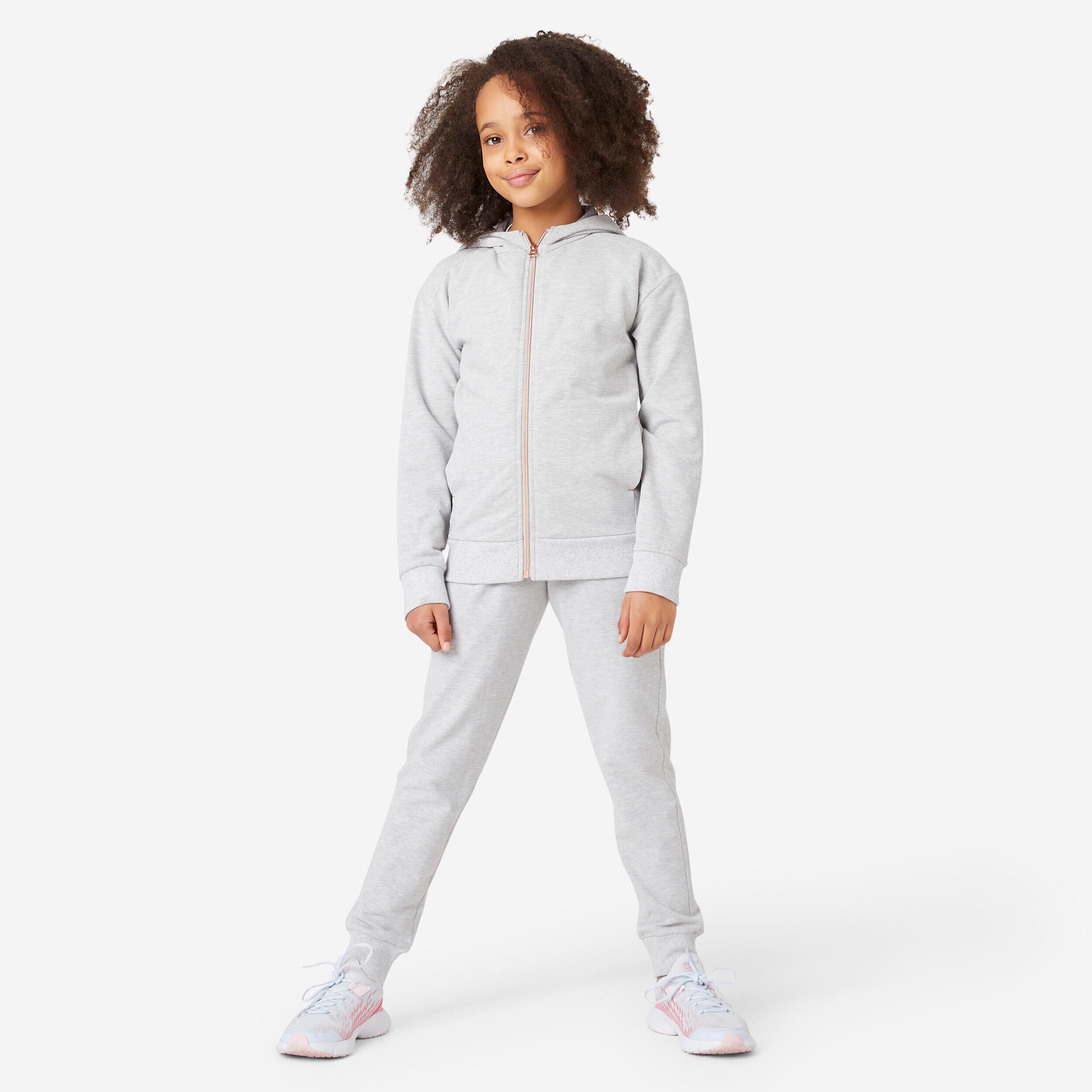 DOMYOS Kids' Warm Tracksuit 500 - Grey with Golden Zip