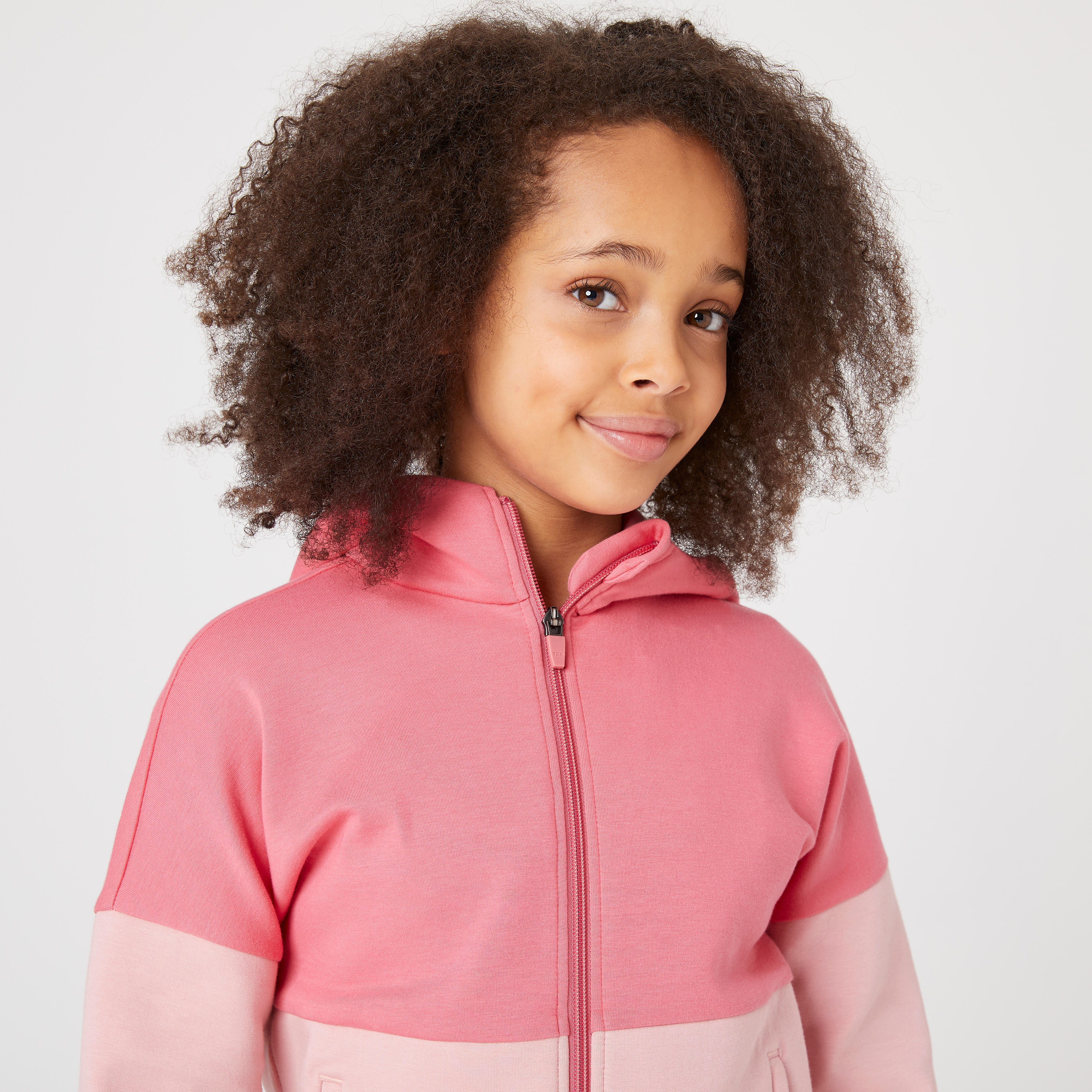 Felpa con cappuccio e zip in cotone traspirante per bambini - 900 rosa